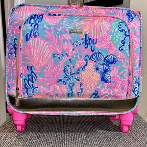 Lilly Pulitzer Splendor in the Sand Under Seat Rolling Carry On Luggage